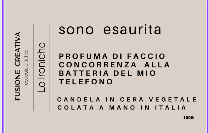 SONO ESAURITA candela ironica piccola in cera vegetale