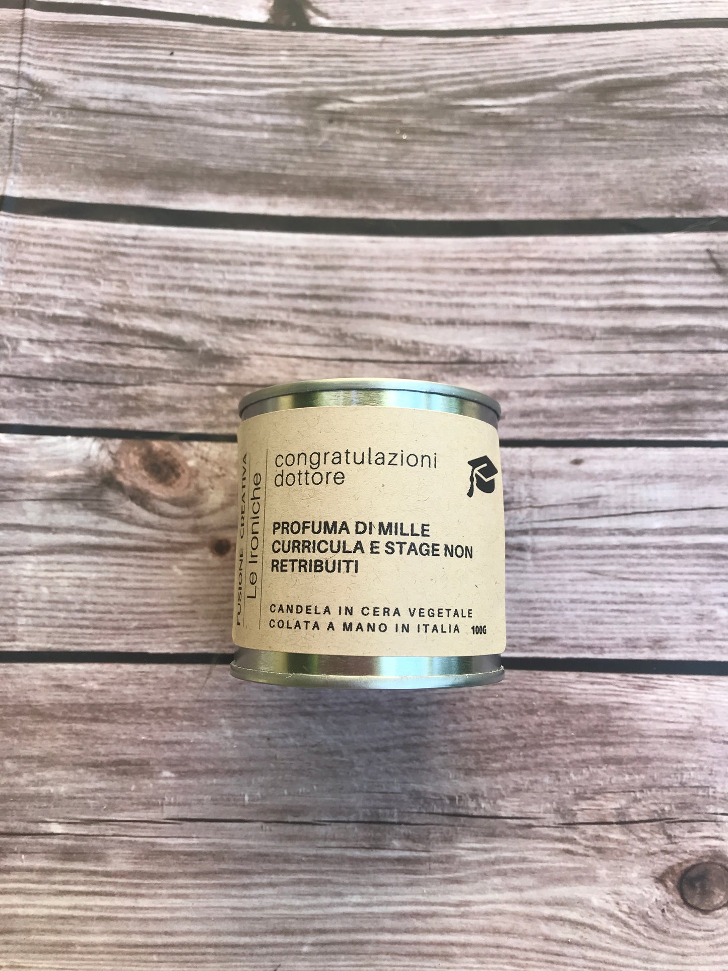 CONGRATULAZIONI DOTTORE candela ironica PICCOLA in cera vegetale