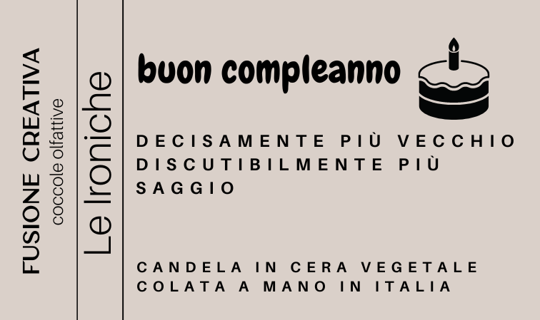 BUON COMPLEANNO ( per lui) grande candela ironica in cera vegetale