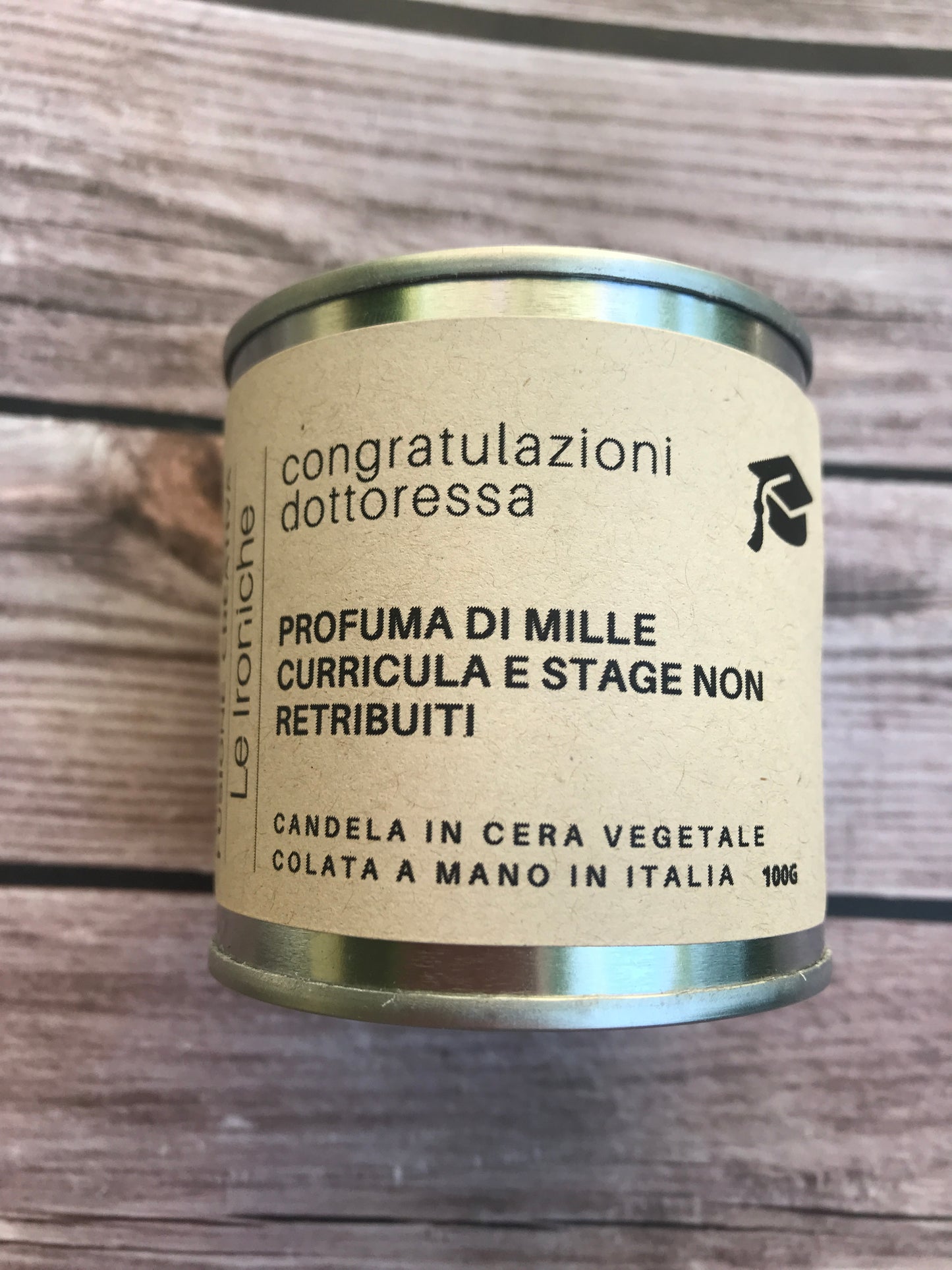 CONGRATULAZIONI DOTTORESSA candela ironica PICCOLA  in cera vegetale