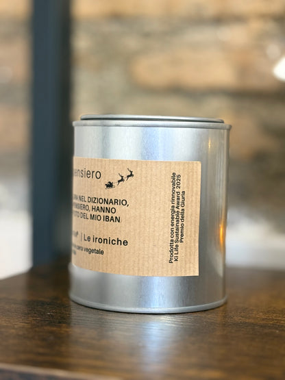 BASTA IL PENSIERO  Candela ironica artigianale natalizia