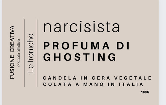 NARCISISTA candela  ironica grande   in cera vegetale