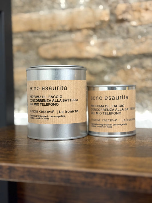 SONO ESAURITA / SONO ESAURITO candela ironica artigianale