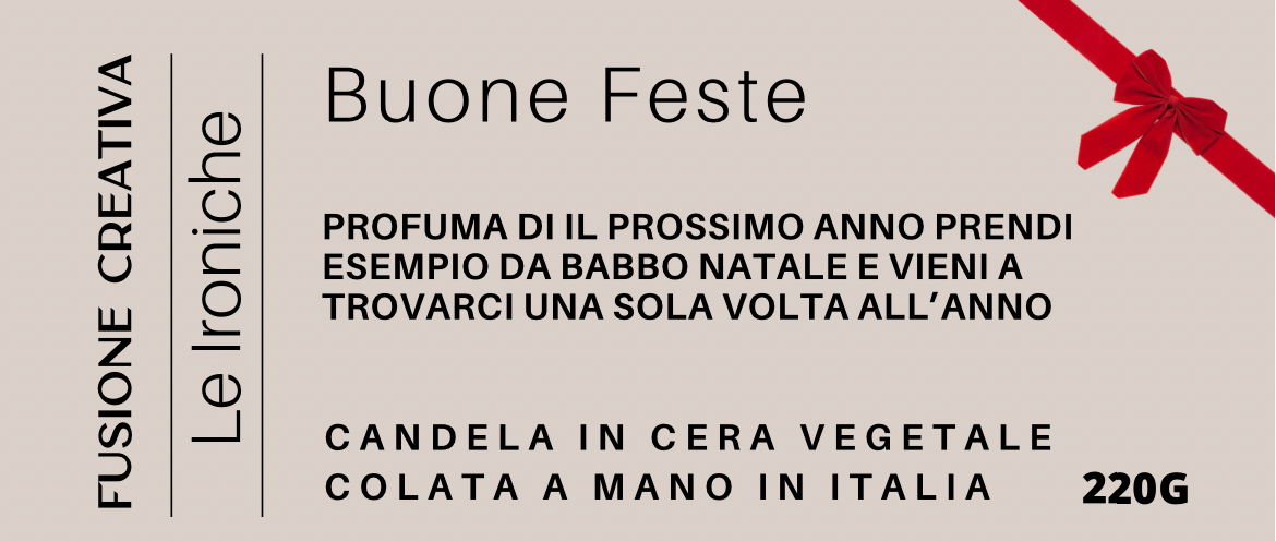 BUONE FESTE  grande  candela  ironica natalizia  in cera vegetale