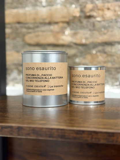 SONO ESAURITA / SONO ESAURITO candela ironica artigianale