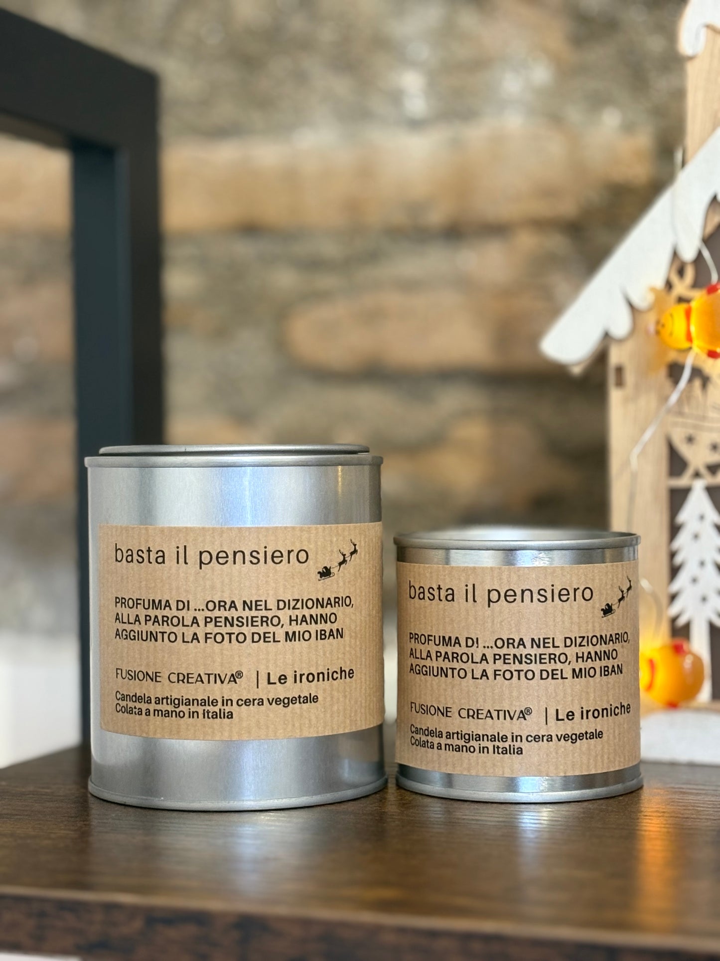 BASTA IL PENSIERO  Candela ironica artigianale natalizia