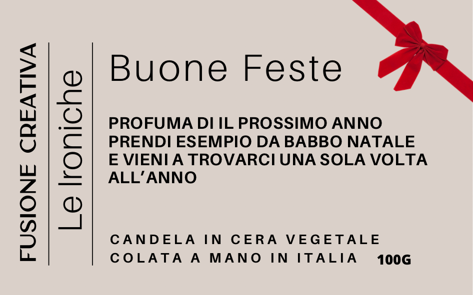 BUONE FESTE  piccola  candela  ironica natalizia  in cera vegetale