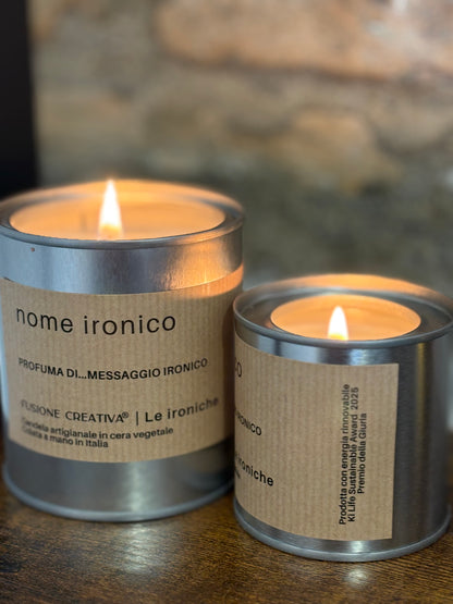 Candela artigianale ironica – fragranza Mille e Una Notte